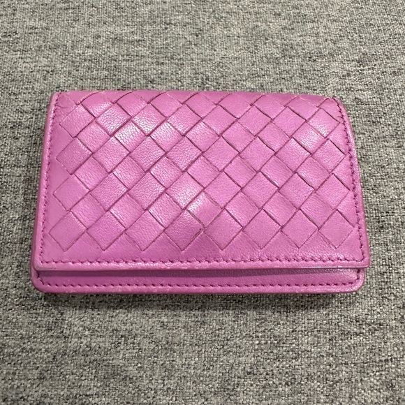 Bottega Veneta Intrecciato Weave Leather Wallet Purple - Picture 1 of 16